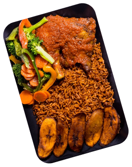 Signature Jollof Rice with Fried Plantains Tray